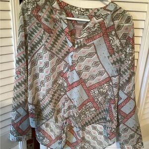 Chico’s ladies semi sheer tie front blouse, size 1 or small